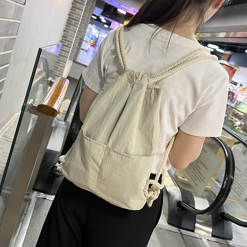 束口袋抽绳双肩包男女小学生补习包2026轻便运动简易背包补习补课
