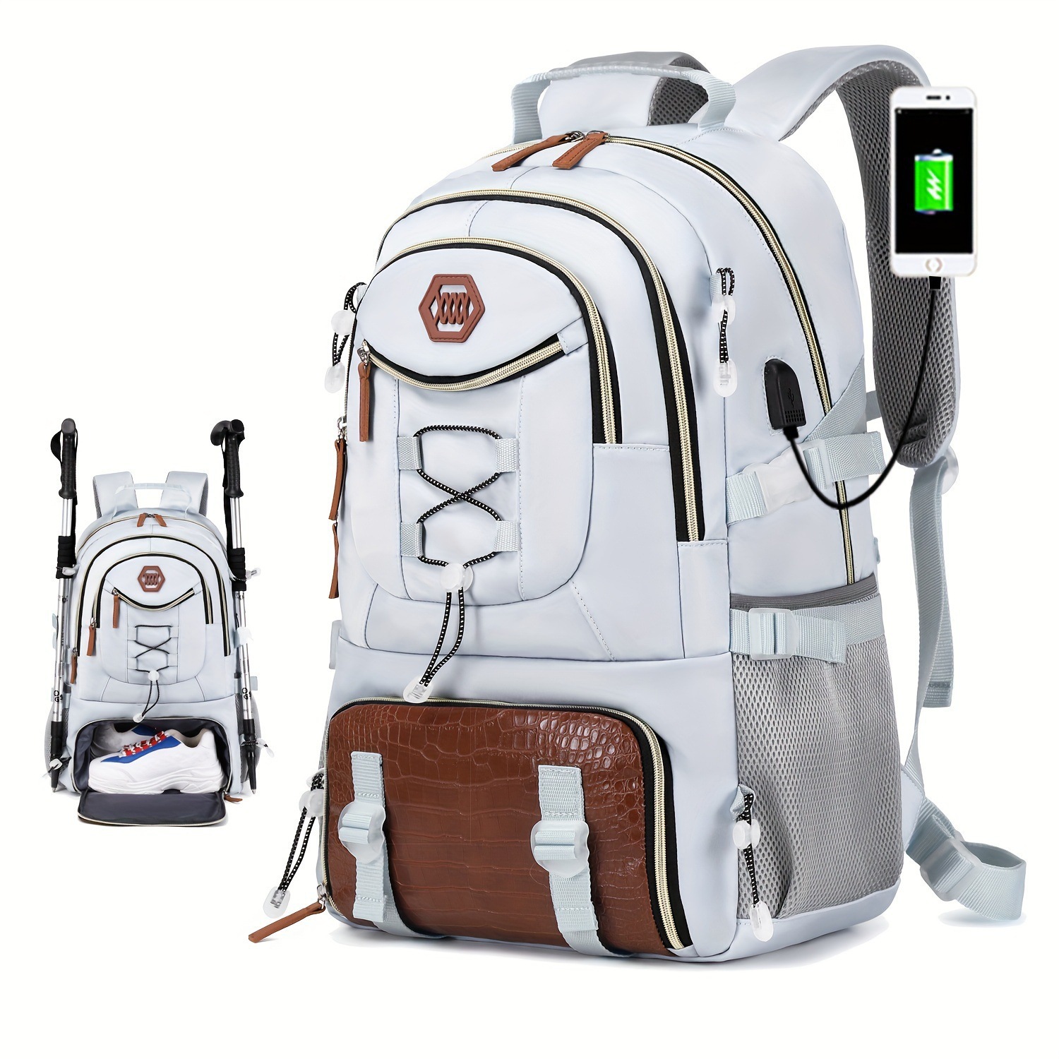 Cross-border travel backpack, men's backpack with a separate shoe compartment, outdoor hiking backpack, casual large-capacity computer backpack