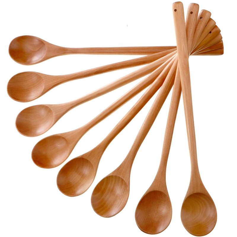 Mango largo cuchara mezcladora creativa cuchara japonesa de madera cocina necesidades diarias Amazon olla caliente cuchara letras al por mayor