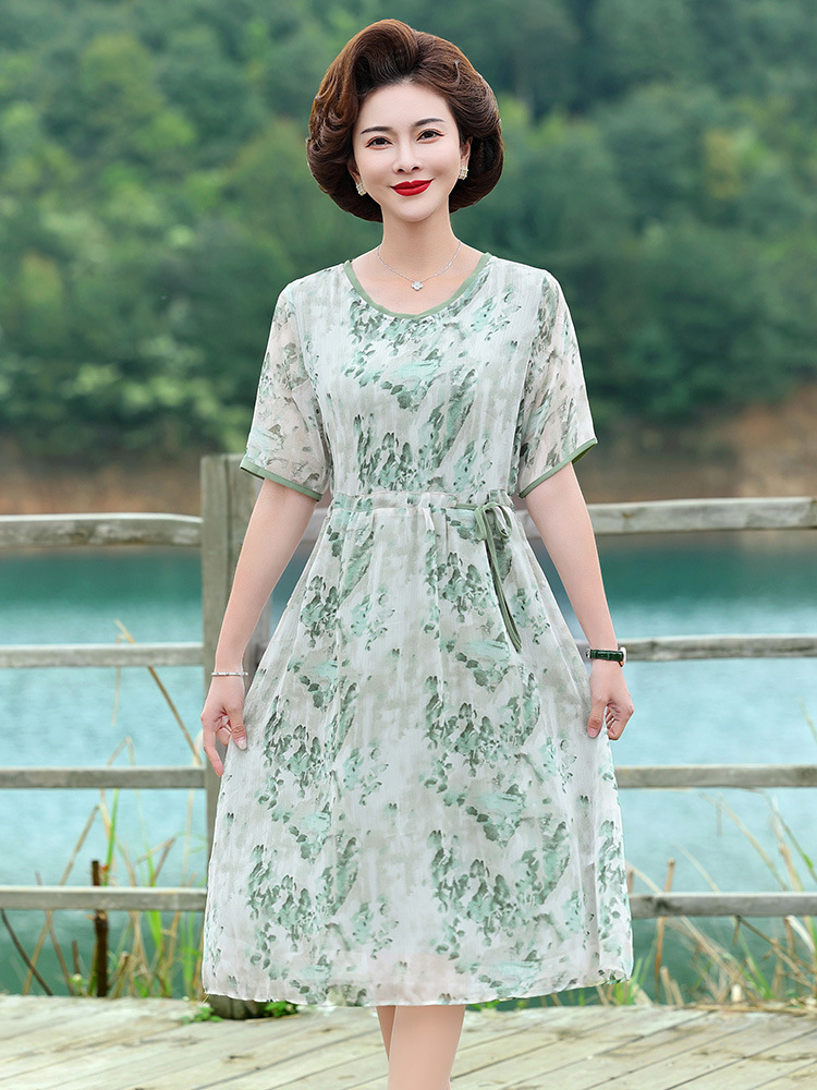 A8811 810K VÁY ĐẦM LIỀN THÂN NỮ CHATDGJ NGẮN TAY MÙA HÈ TRUNG NIÊN THỜI TRANG NỮ VẢI VOAN G03 SẢN PHẨM MỚI