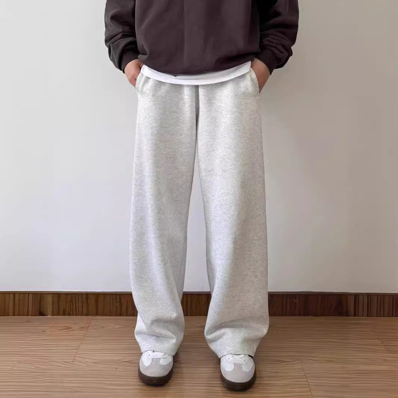 American heavyweight 390G sports leisure solid color men's and women's straight pants tide loose Joker lovers pants drawstring pants