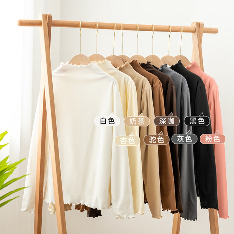 Autumn and Winter Women's Korean-style Long-sleeved Double-sided Sanding Warm Top