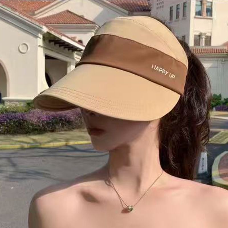 Protector solar de verano, versión mejorada de ala grande, se puede usar con cola de caballo, techo vacío, sombrero para el sol, ala ancha para niños, cara pequeña, protector solar de moda