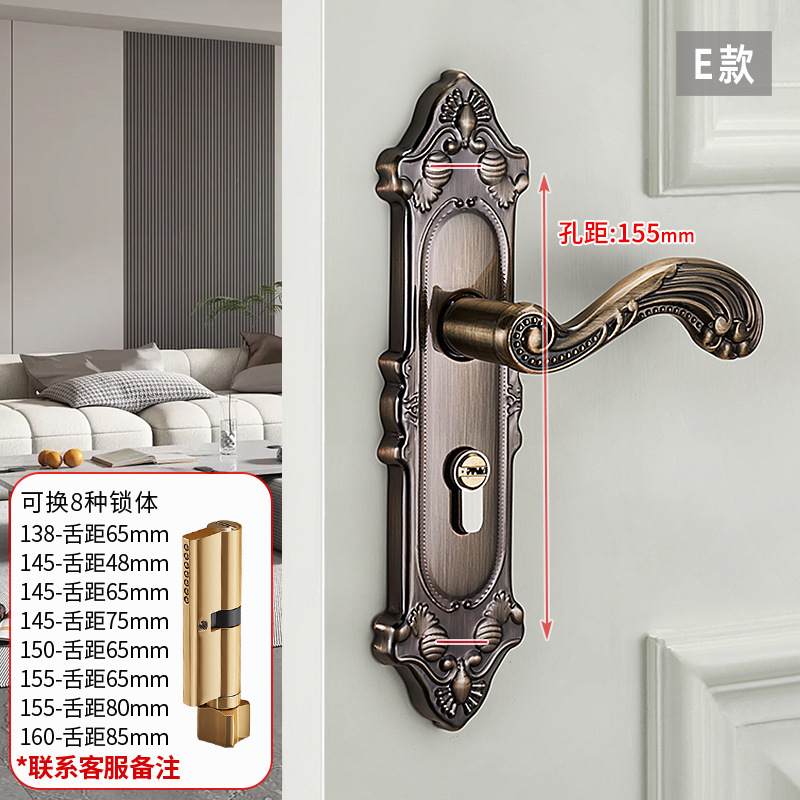 ヨーロッパの寝室のドアロック家庭用ユニバーサル屋内ドア木製ドアアルミ合金ドアハンドル電話機械式ドアロックサイレント|undefined