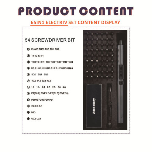 65-in-1 Mini Micro Portable Straight Bar Electric Screwdriver Cordless Home Repair Tool