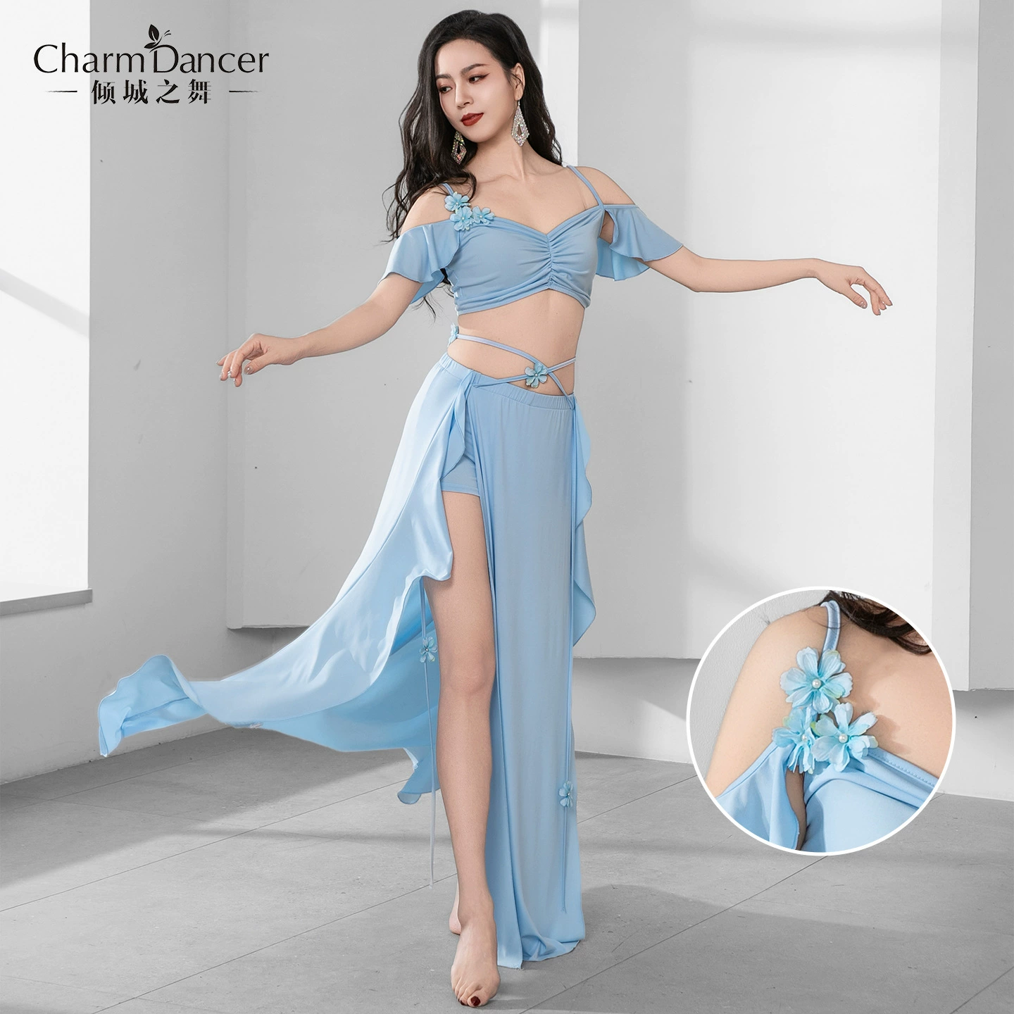 Костюм для танца живота Allure Dance, комплект тренировочной одежды с лепестками, летняя одежда для восточных танцев, классная форма, групповая форма.