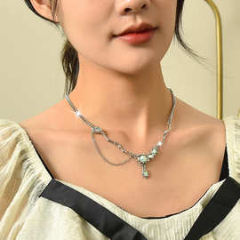 月光石项链女个性小众时尚气质百搭甜酷辣妹嘻哈设计锁骨链简约