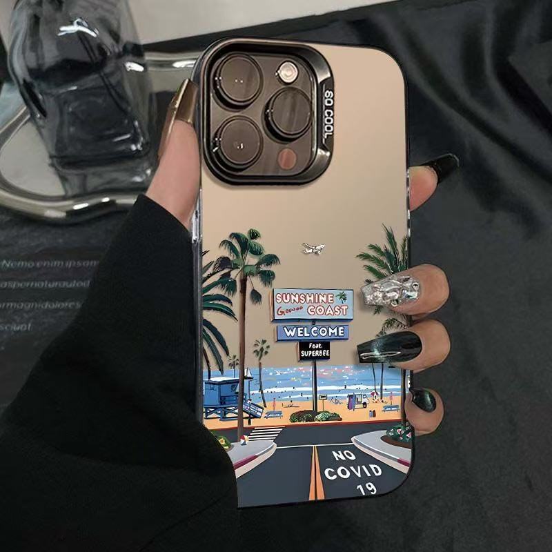 New Beach and Seaside Suitable for Iphone17 Mobile Phone Case Apple 16Promax/15 Anti-Fall 14Pro13 European and American New Beach and Seaside Suitable for Iphone17 Mobile Phone Case Apple 16Promax/15 Anti-Fall 14Pro13 European and American