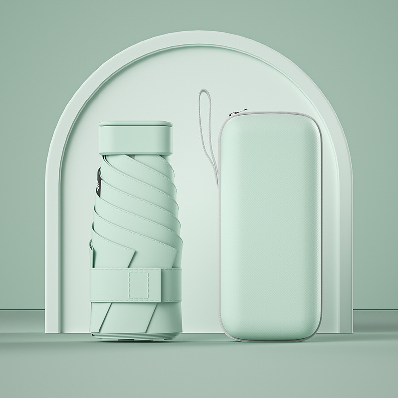 Protector solar creativo, vinilo, sombrilla, mini pequeño, seis paraguas, femenino, 40% de descuento, bolsa, sombrilla, lluvia y sombrilla de doble uso al por mayor