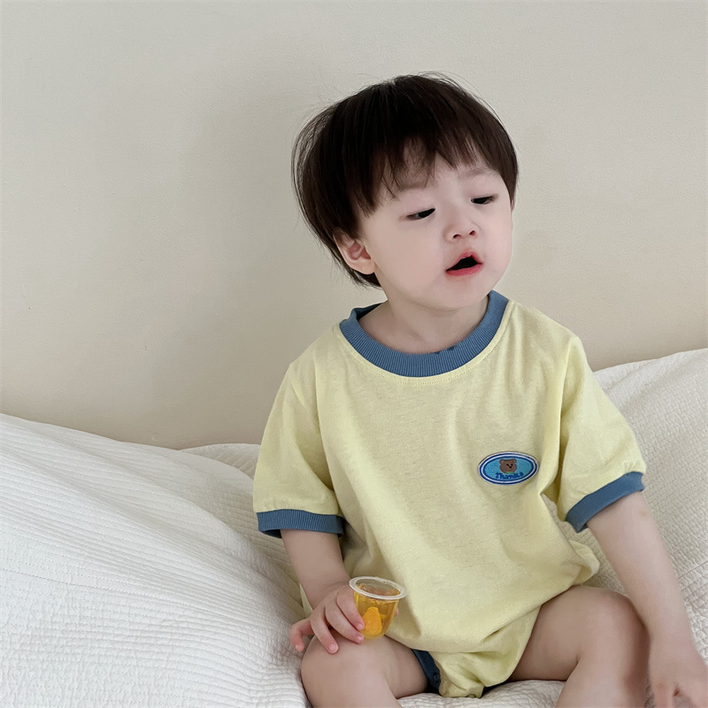 Niños de mangas cortas, bata de color, bata de color, ropa delgada coreana para niños, bolsa de verano para bebés