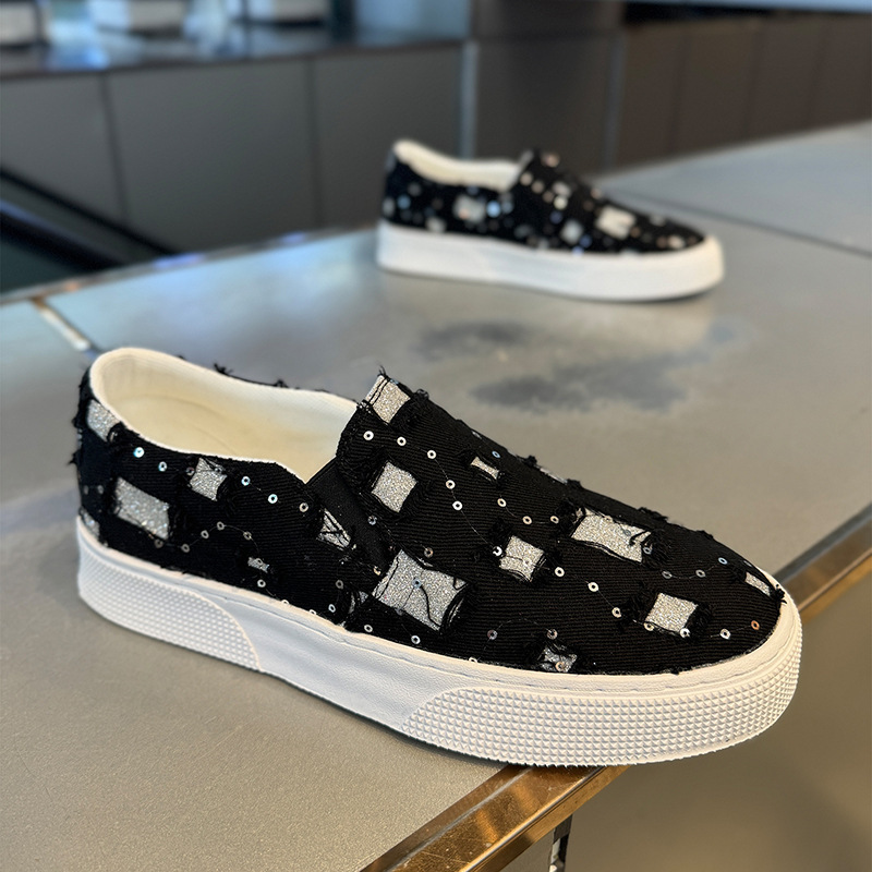 2025 verano nuevos zapatos casuales de hombre, zapatos de lona de un solo pie, zapatos deportivos de suela gruesa para hombres image 4