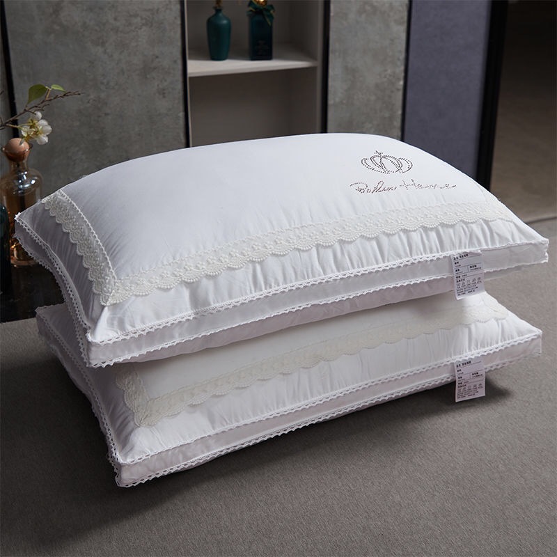 High-end light luxury 60s embroidered exquisite lace crown soybean fiber pillow five-star hotel ultra-soft pillow core pillow