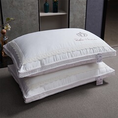 High-end light luxury 60s embroidered exquisite lace crown soybean fiber pillow five-star hotel ultra-soft pillow core pillow