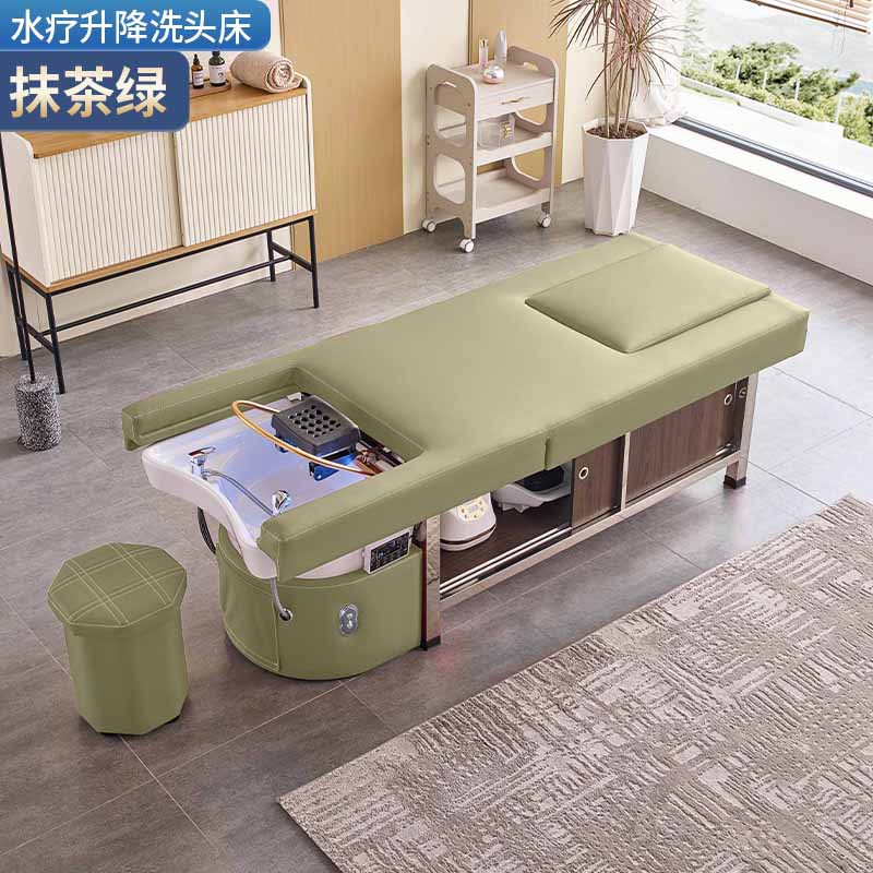 Cama de lavado de cabello de masaje eléctrica multifuncional con calentador de agua de fumigación para terapia de pies para barbería de circulación de agua para salón de cuidado de cabello