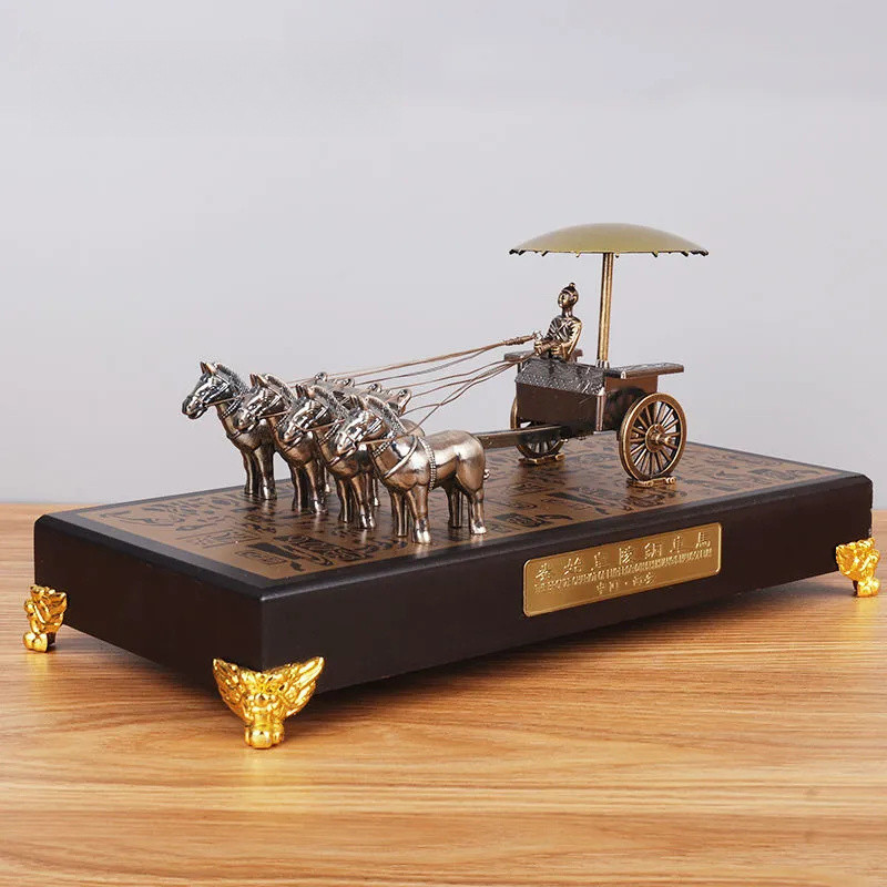 銅の馬車の装飾品、工芸品、中国の特徴的なギフト、西安の兵馬俑記念ギフト、馬車モデル、オフィス∑|undefined