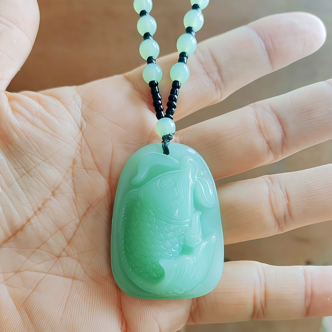 라이트 그린 잉어 볼 스웨터 체인