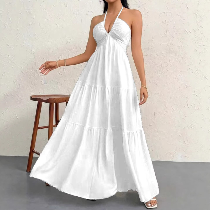 European and American Cross-Border Summer New Women's Popular Deep V-Neck Strapless Bohemian Style Belt Dress European and American Cross-Border Summer New Women's Popular Deep V-Neck Strapless Bohemian Style Belt Dress