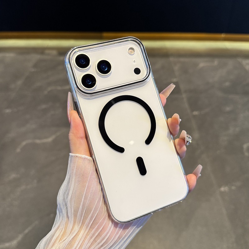 适用iPhone17PROMAX手机壳透明PC磁吸苹果17镜头圈滴油防摔保护套|undefined