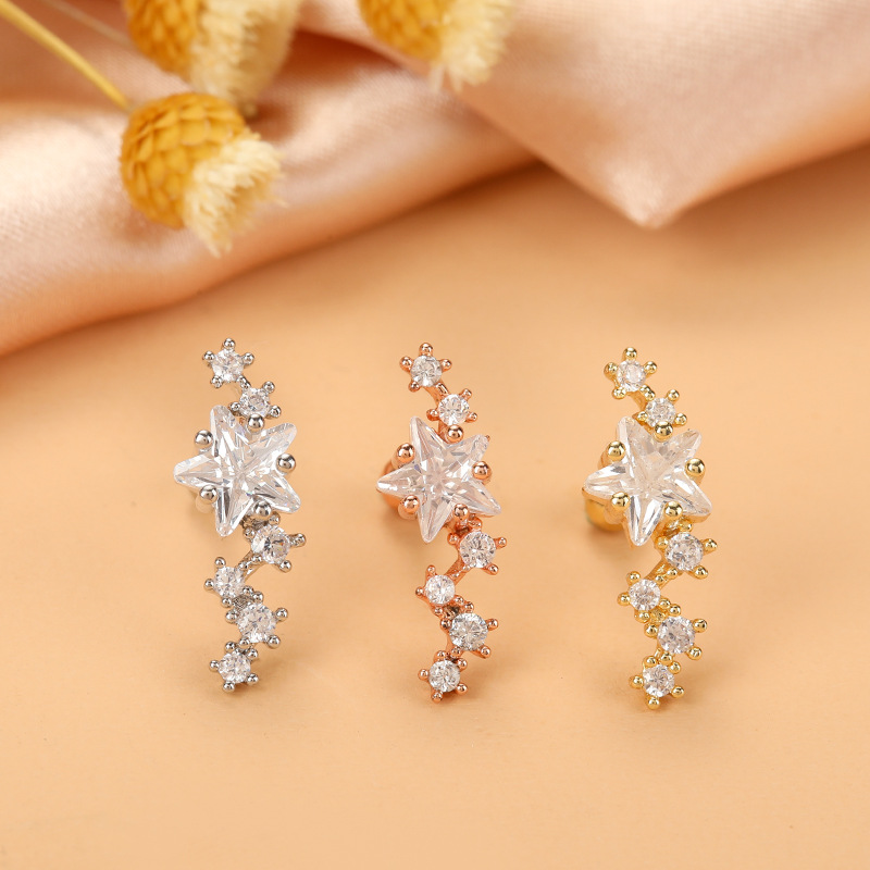 Ethnic Style Star Metal Plating Zircon Ear Studs 1 Piece display picture 12