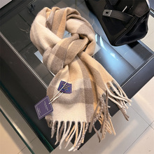 2025新款气质仿羊绒格子围巾女冬季短款情侣披肩学生针织保暖围脖