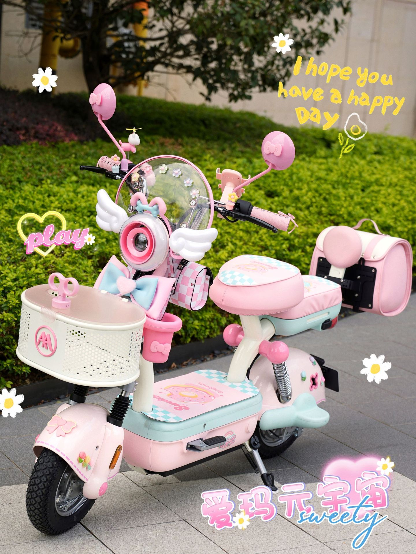 Aima Metaverse Play Electric Vehicle Decoration Windshield Rearview Mirror Waterproof Storage Bag Phone Holder Hook Cute