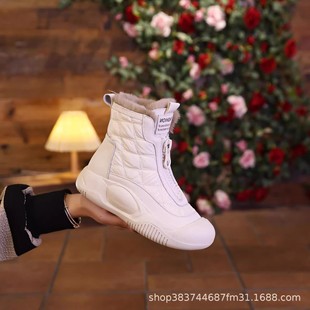 2024 Autumn and Winter New Retro Versatile Snow Boots Soft-Soled Waterproof Cotton Shoes Fleece-Lined Thickeneded Warm High-Top Women's Shoes
