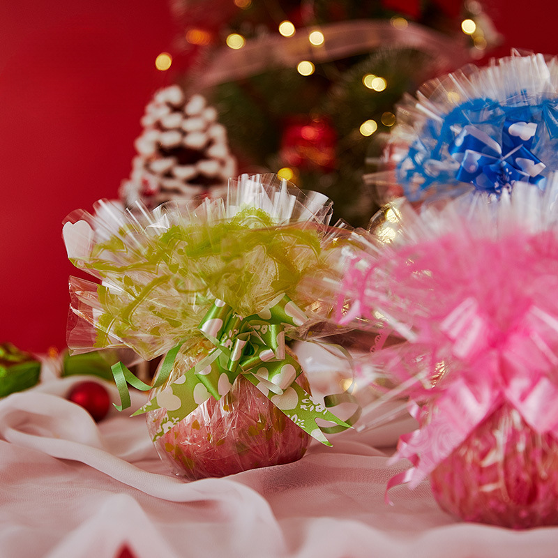 苹果包装纸 平安夜平安果手工彩色圆形透明塑料玻璃纸