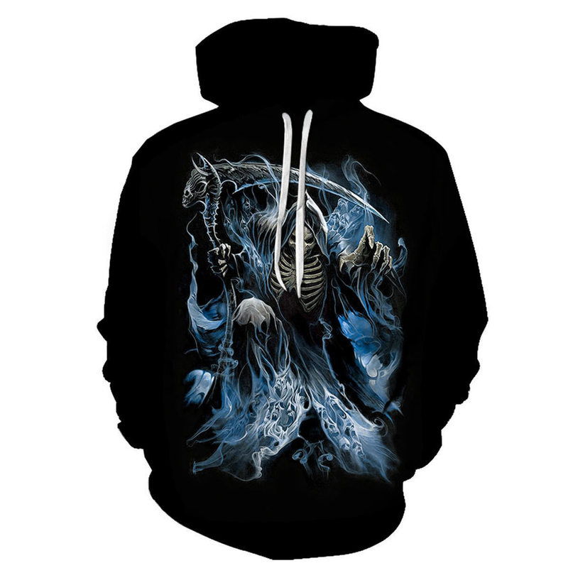 Cross-Border Autumn Trend Skull 3D Digital Printing Men's Hooded Sweatshirt Factory Direct Sale Lead Color Black Orange No Cross-Border Autumn Trend Skull 3D Digital Printing Men's Hooded Sweatshirt Factory Direct Sale Lead Color Black Orange No