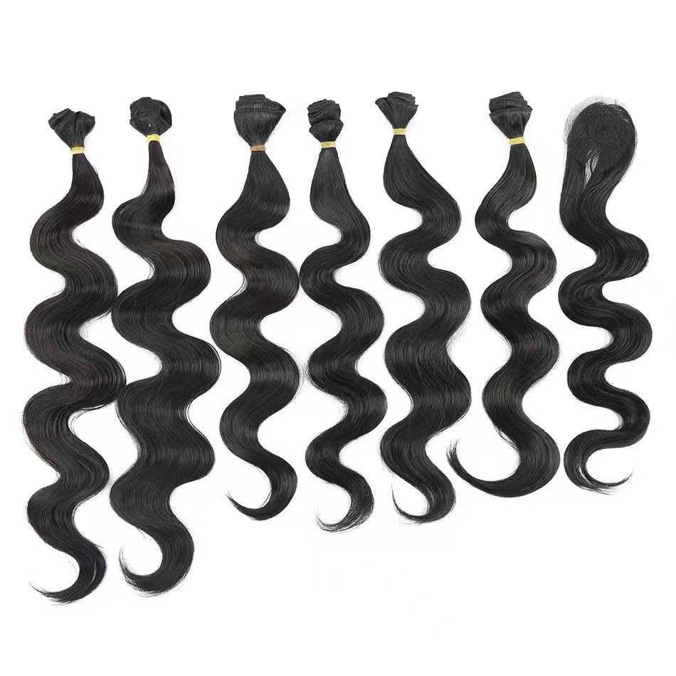 Syntetisk hestehale hårextensions bodywave silkeagtig_voghion.com