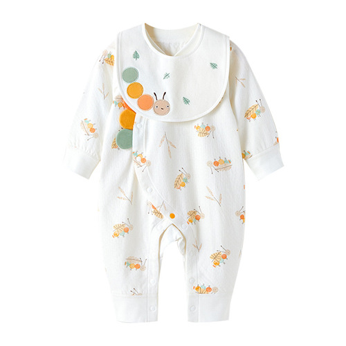 Baby spring and autumn pure cotton jumpsuits, newborn category A crawling clothes, baby autumn warm clothes, pajamas, crawling clothes