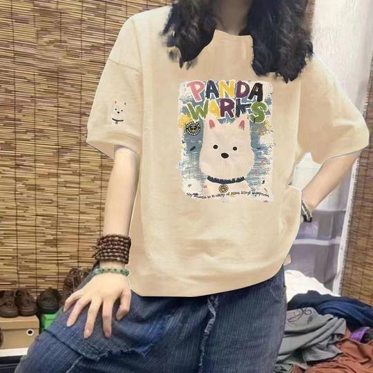 chubby girl plus size 300kg cotton ladies T-shirt short sleeve summer new slightly fat loose slim small coat tide