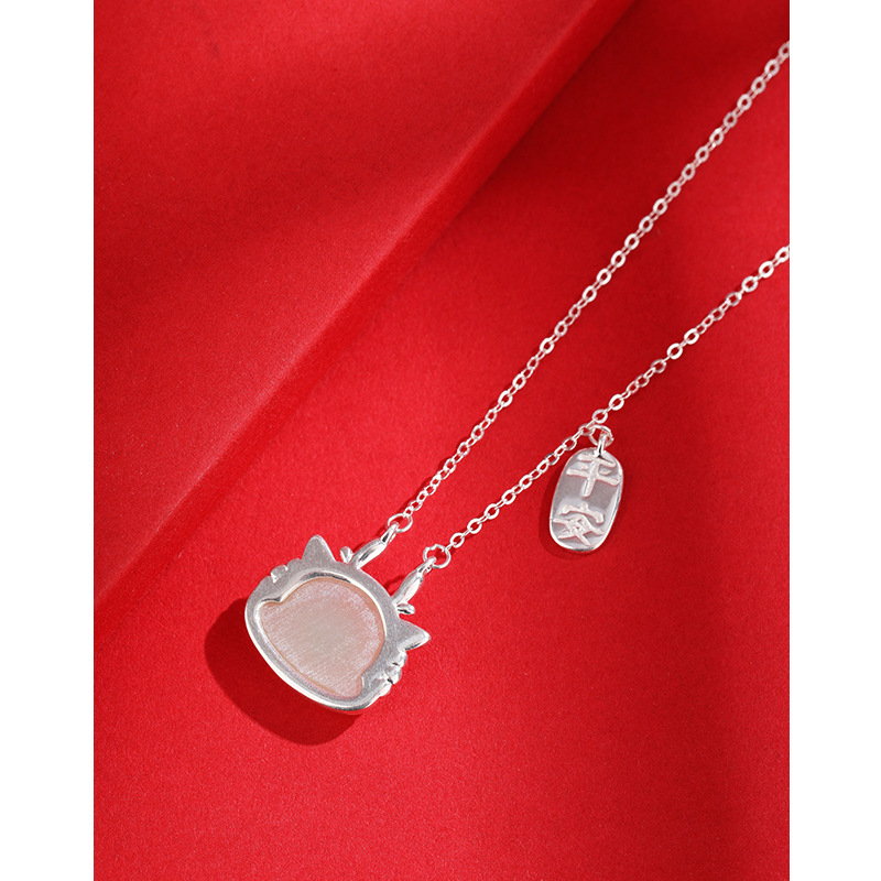 Ping un Zodiaco dragón collar de jade hetian hembra 925 Plata de Ley nicho diseño sentido dragón año colgante clavícula cadena nacimiento año