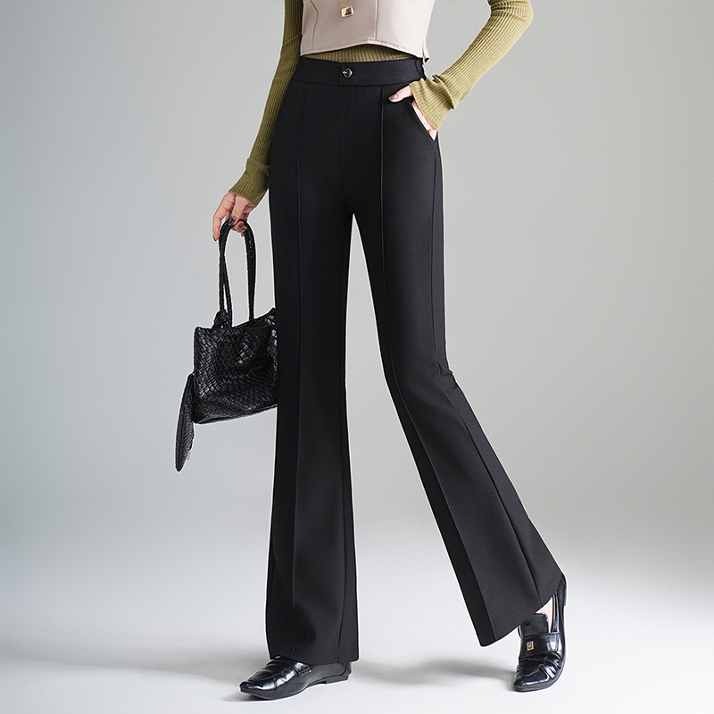 Versatile Flared Casual Pants for Women, Autumn New High-Waisted Drape Suit Pants, Height-Enhancing Slimming Bootcut Trousers