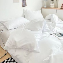 酒店四件套水洗棉被套床单纯白被罩民宿家用学生宿舍单被套被套罩