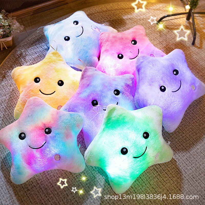 【越境限定価格】クリエイティブ カラフル ウサギ毛 タイダイ 発光五芒星枕 発光枕 五芒星|undefined