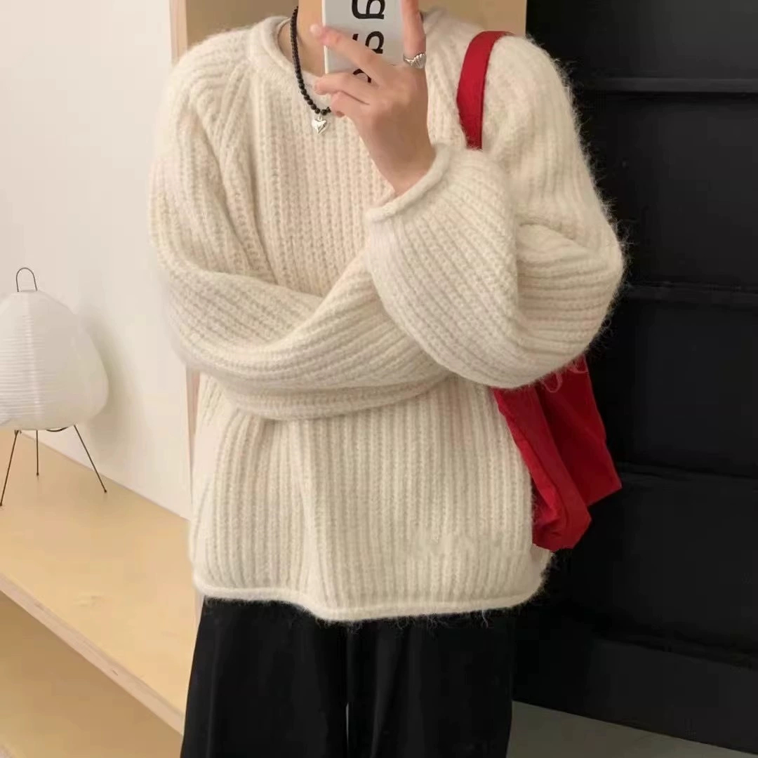 Высококачественный трикотаж для женщин 2025, осень и зима, новый стиль, толстый трикотаж, супер красивый корейский стиль, ленивый стиль, утолщенный трикотаж из толстой нити