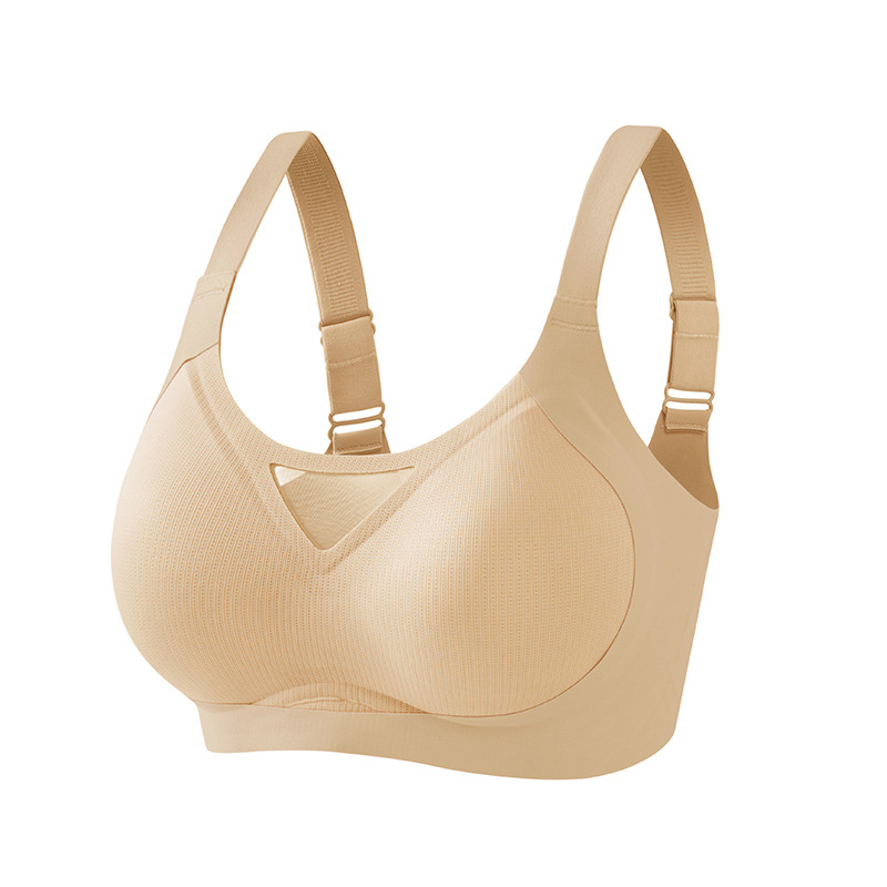 Gran tamaño hueco, ropa interior de soporte suave ligera, damas sin anillo de acero, sujetador anti-caída, sujetador de copa fija