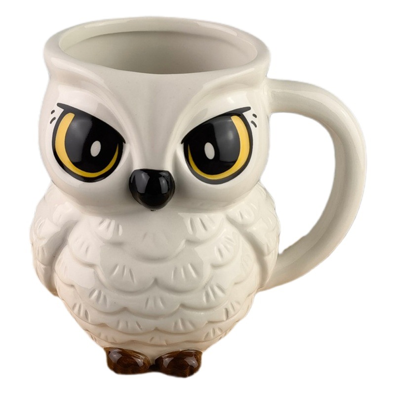 Taza transfronteriza de búho de Harry Potter, taza de café de cerámica con búho estéreo 3D, taza de oficina creativa