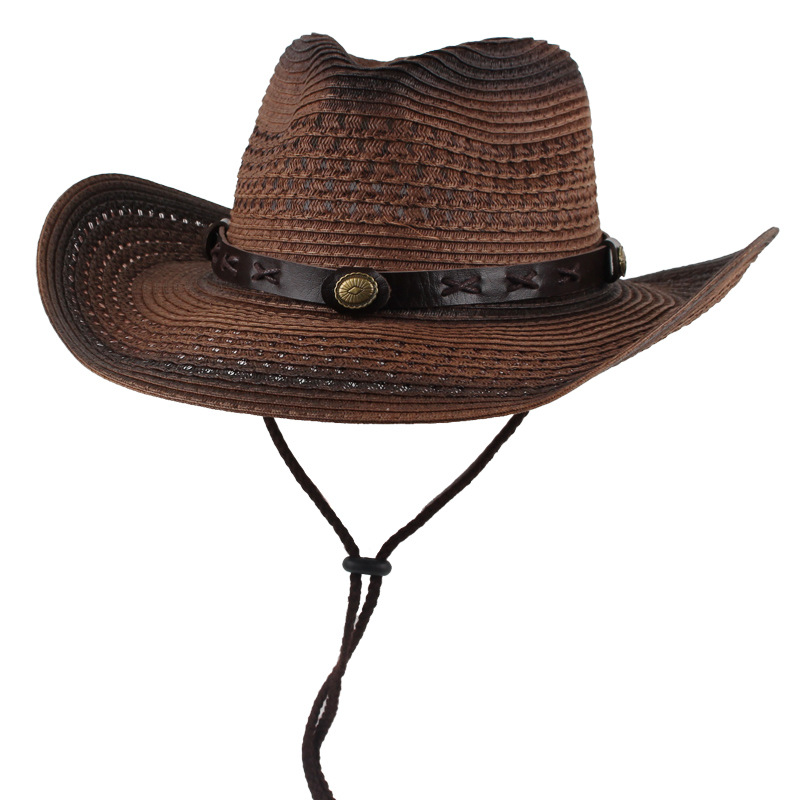 Primavera y verano hombres y mujeres de estilo étnico casual neutro sombrero de paja de estilo europeo y americano curvo ala sombrero al aire libre protección solar sombrero al por mayor