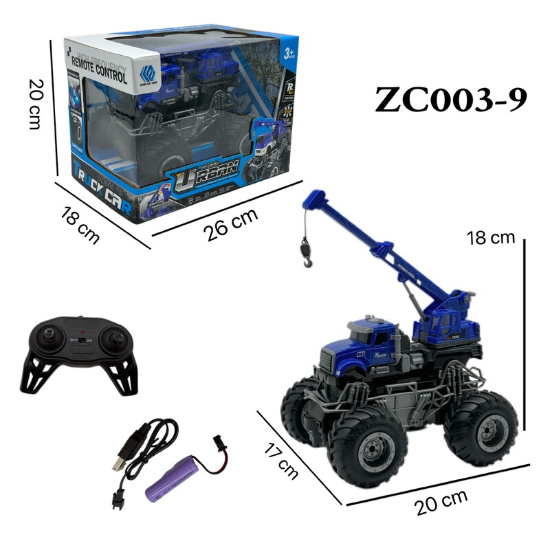 Popular four-wheel drive remote control car, blue construction vehicle with music and lights, toy car, big-foot off-road crane, wholesale for foreign trade Popular four-wheel drive remote control car, blue construction vehicle with music and lights, toy car, big-foot off-road crane, wholesale for foreign trade