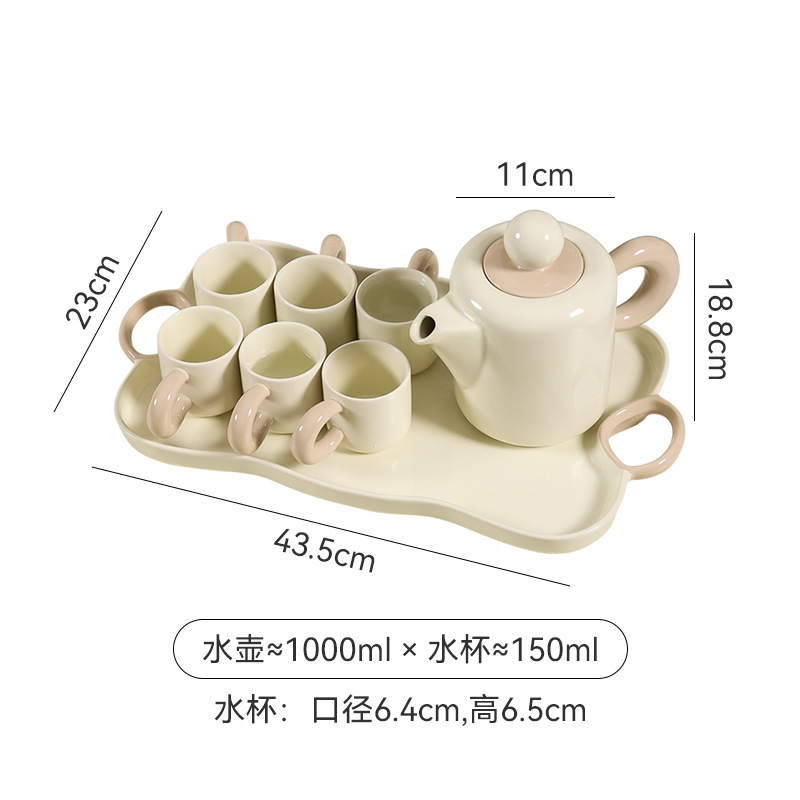 Tazas de agua de cerámica de viento de crema set de tazas de té tetera de té de lujo sala de estar regalo de cumpleaños de boda