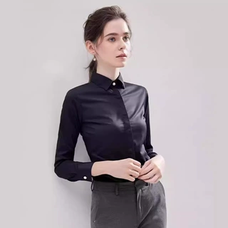 丝绸气质女衬衫长袖丝滑冰丝修身商务休闲女士衬衣职业通勤高级感