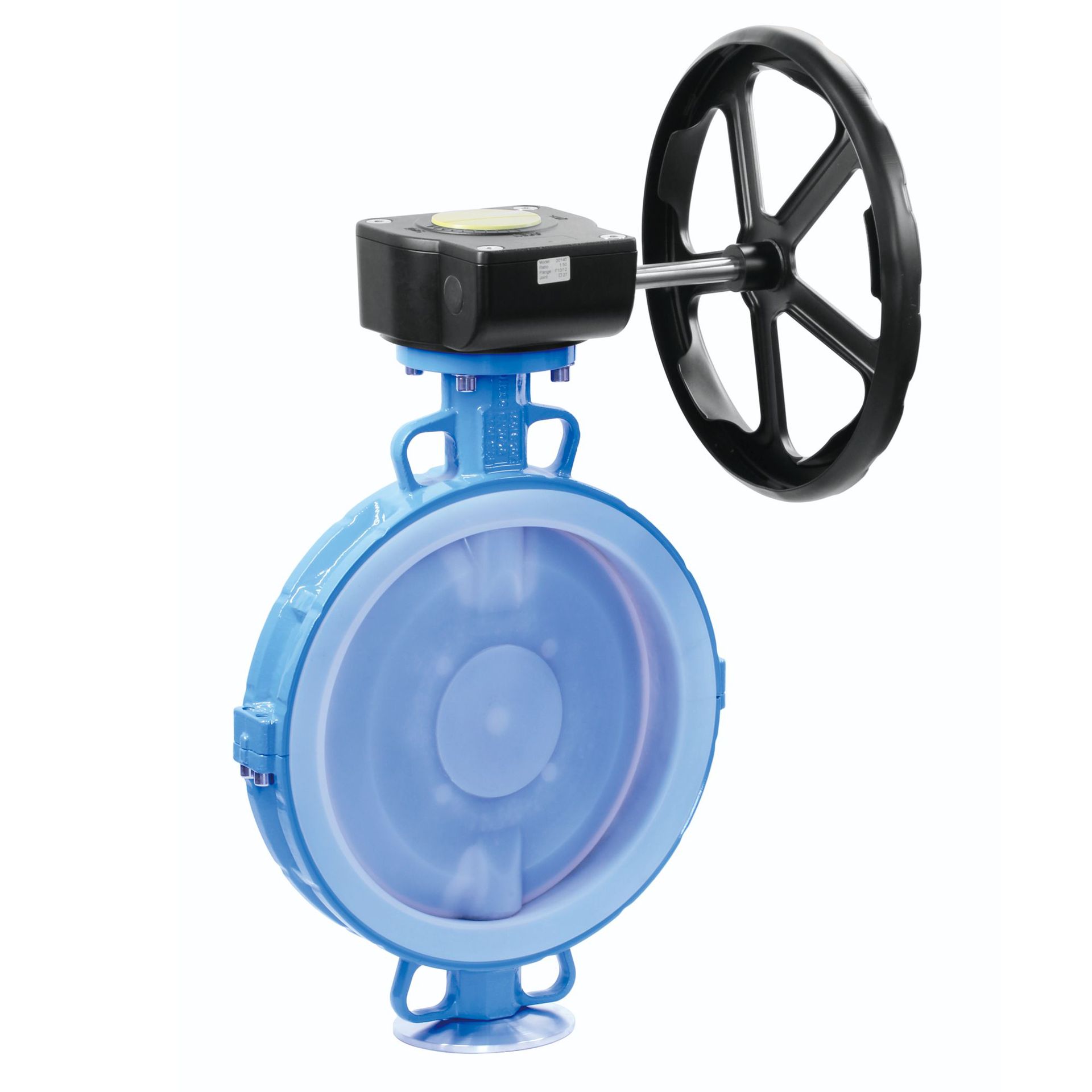 气动法兰式衬氟蝶阀D641F46-16CDN100耐腐蚀四氟双法兰涡轮