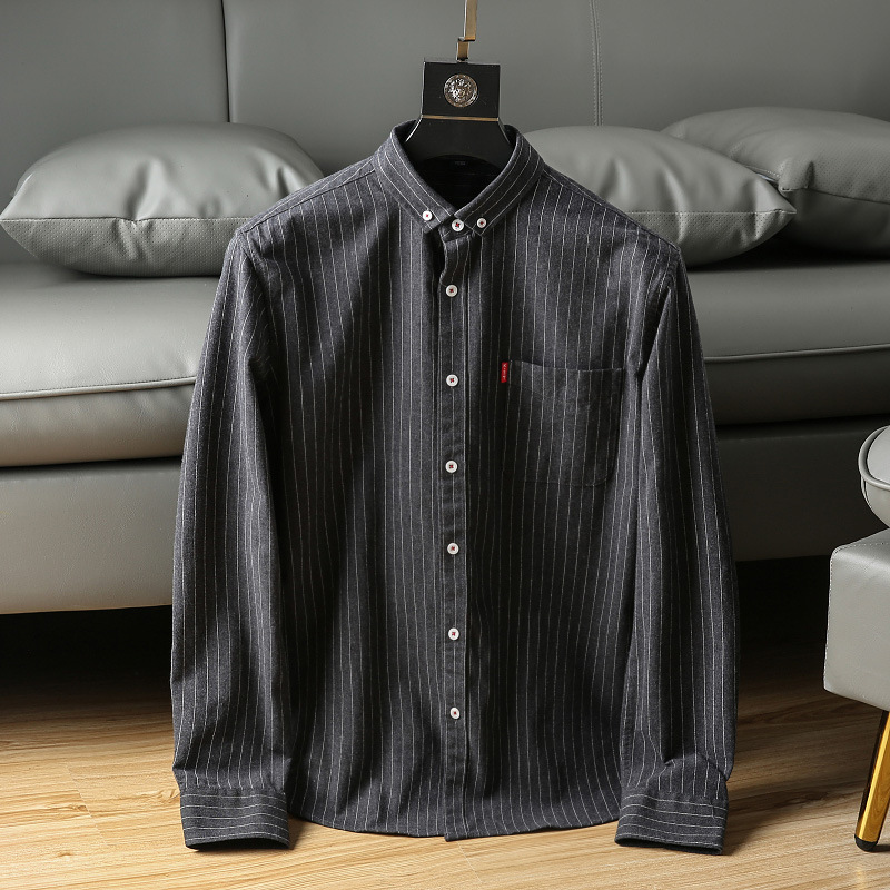 Striped Shirt Men's Long-sleeved 2024 New Autumn Korean Style Trendy Shirt Duffy Handsome Loose Casual Shirt Jacket Striped Shirt Men's Long-sleeved 2024 New Autumn Korean Style Trendy Shirt Duffy Handsome Loose Casual Shirt Jacket