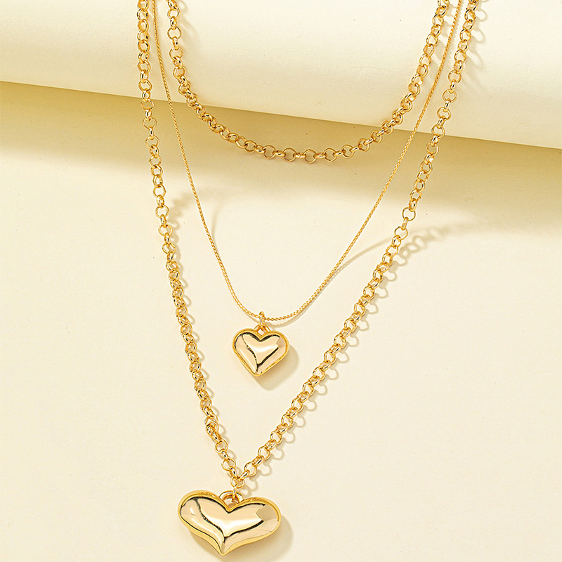 Fashion Heart Shape Alloy Plating Layered Necklaces display picture 2