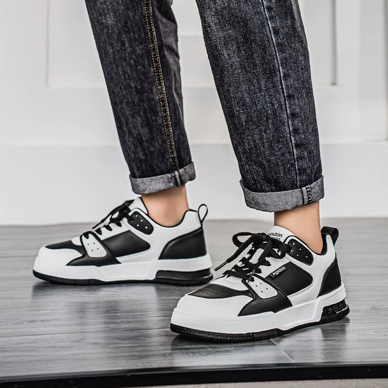 Национальная мода мужская обувь нишевые дизайн чувство весны 2025 новые маленькие белые туфли на толстой подошве спортивные повседневные черно-белые туфли панда