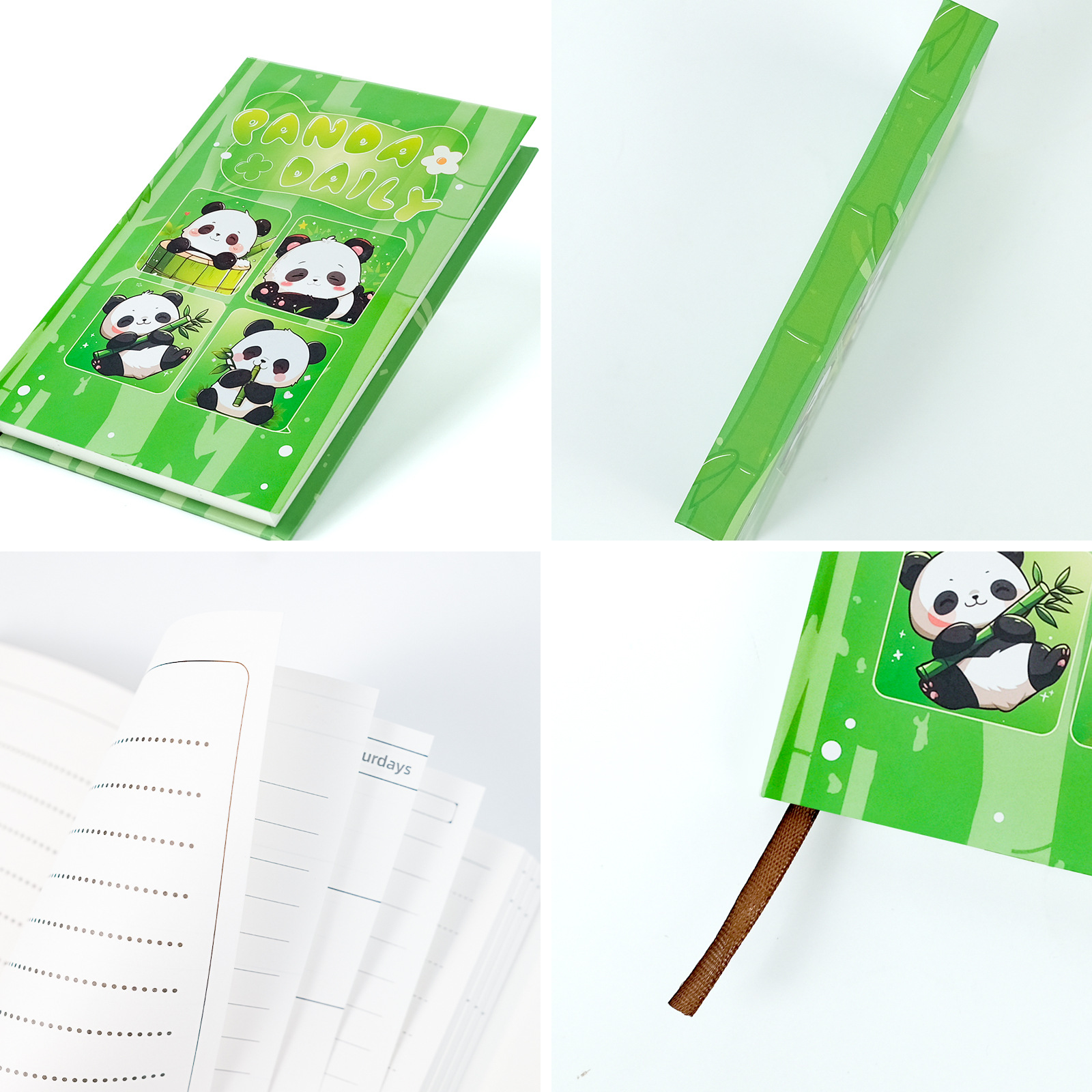 Cute Panda Daily Grid Notebook Portable Four Grid Record Book_voghion.com