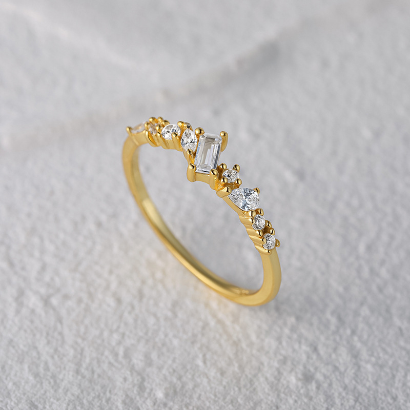 6g Weight Zircon Inlay Material Rings Classification 1 Piece Quantity Daily Occasion 925 Sterling Silver Material Geometric Pattern Women'S Gender Inlay Design Simple Style Style 925 Sterling Silver Zircon Geometric Rings 12