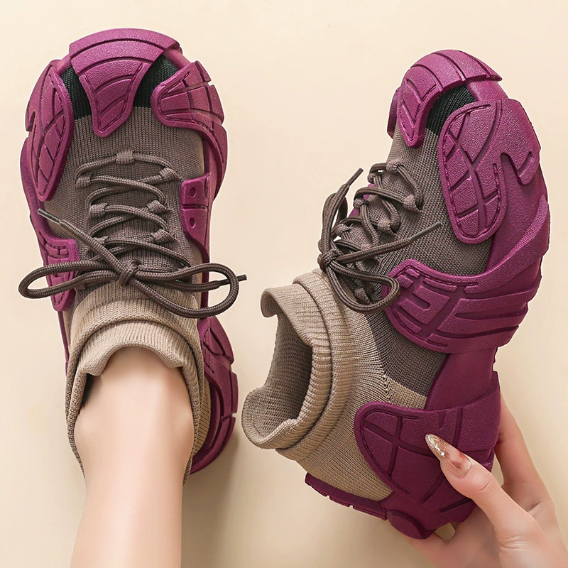 Женские весенние универсальные туфли дофамин, туфли-осьминоги с кокосом, повседневная обувь с вязаным верхом, туфли для папы на толстой подошве