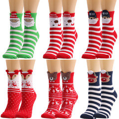 European and American Christmas socks new style elk women's socks cute cartoon Christmas socks mid-calf socks Christmas socks socks